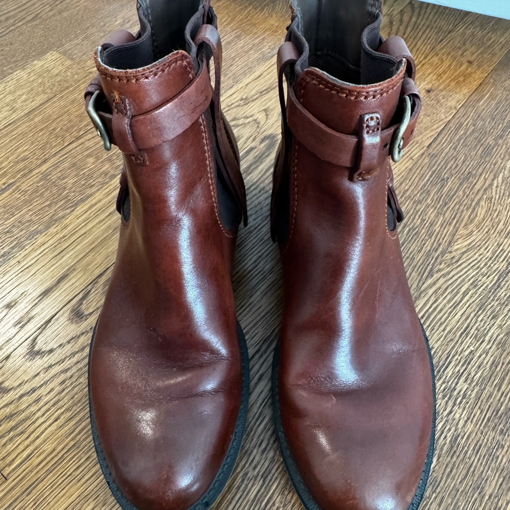 Ecco Women's Brown Leather Ankle Booties with Buckle